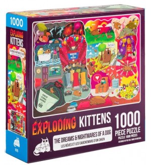Пъзел Exploding Kittens от 1000 части - Кучешки кошмари