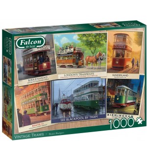 Пъзел Falcon от 1000 части - Ретро влакове
