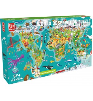 Пъзел и игра 2 в 1 Hape - Световна обиколка