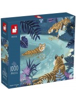 Пъзел Janod от 1000 части - Тигри на лунна светлина