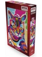 Пъзел Nova puzzle от 1000 части - Многоцветна котка