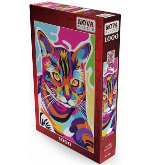 Пъзел Nova puzzle от 1000 части - Многоцветна котка