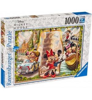 Пъзел Ravensburger от 1000 части - Мики и Мини на ваканция