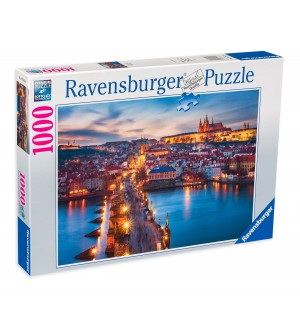 Пъзел Ravensburger от 1000 части - Прага през нощта