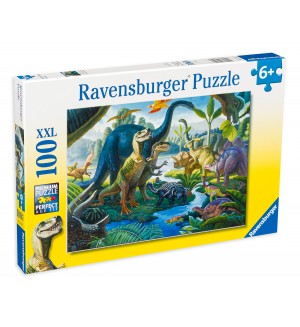 Пъзел Ravensburger от 100 XXL части - Земя на динозаври