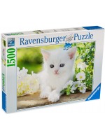 Пъзел Ravensburger от 1500 части - Бяло котенце Пъзел Ravensburger от 1500 части - Бяло котенце