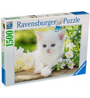 Пъзел Ravensburger от 1500 части - Бяло котенце