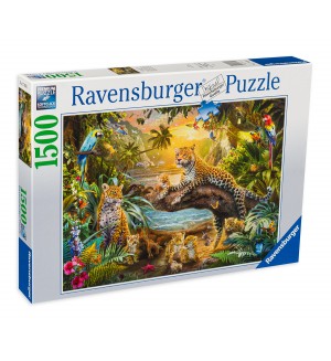 Пъзел Ravensburger от 1500 части - Леопарди в джунглата
