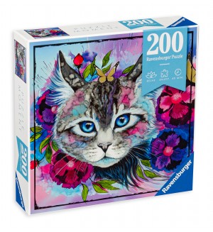 Пъзел Ravensburger от 200 части - Котка в цветя