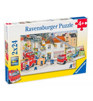 Пъзели Ravensburger - Пожарникари в действие - 2 х 24 части