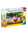 Пъзел Ravensburger 2 в 1 от 24 части - Спящи котета
