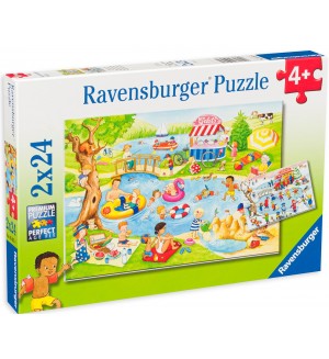 Пъзел Ravensburger от 2 x 24 части - Забавление при езерото