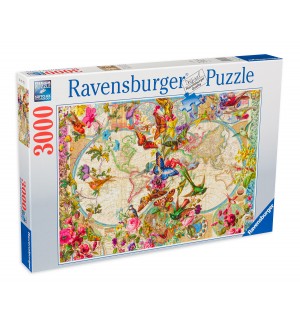 Пъзел Ravensburger от 3000 части - Карта на света на Флората и Фауната
