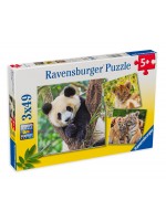 Пъзел Ravensburger от 3 x 49 части - Панда, тигър и лъв