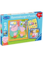 Пъзел Ravensburger от 3 x 49 части - Семейството и приятелите на Пепа
