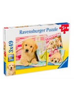Пъзел Ravensburger от 3 x 49 части - Сладки кученца лабрадори