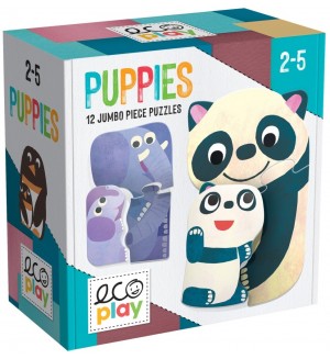 Пъзел с големи части Headu Ecoplay - Животни, 12 броя
