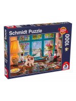 Пъзел Schmidt от 1000 части - Котенца на масата