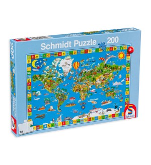 Пъзел Schmidt от 200 части - Карта на света
