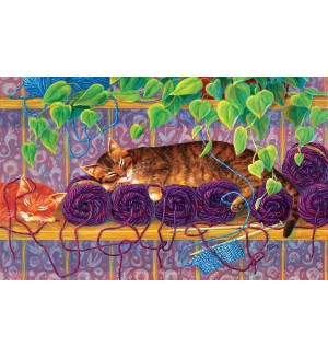 Пъзел SunsOut от 300 XXL части - Коте в прежди