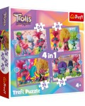 Пъзел Trefl 4 в 1 - Приключенията на цветните Тролчета