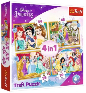 Пъзел Trefl 4 в 1 - Щастливият ден на принцесите