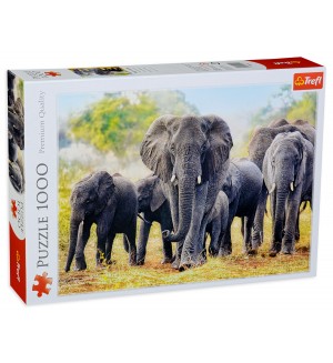 Пъзел Trefl от 1000 части - Африкански слонове