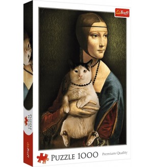 Пъзел Trefl от 1000 части - Дама с котка