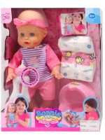 Пишкаща кукла-бебе Raya Toys - Bonnie, с аксесоари, в розово Пишкаща кукла-бебе Raya Toys - Bonnie, с аксесоари, в розово