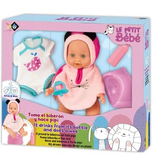 Пишкаща кукла Loko Toys - С хавлия и гърне, 30 cm