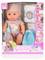 Пишкаща кукла Moni - Със син памперс, 31 cm