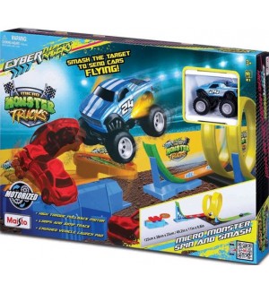 Писта Maisto Cyber Racers - Micro Monster Spin and Smash, с количка