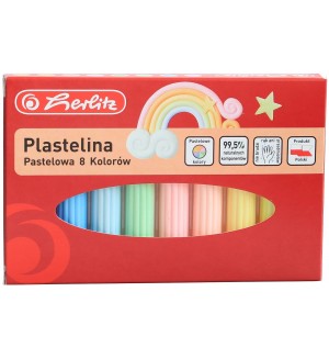 Пластилин Herlitz - 8 цвята, пастел