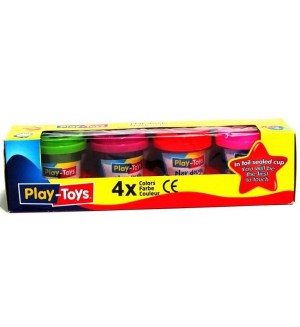 Пластилин PlayToys, 4 цвята, 4 х 50 g