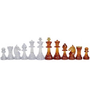 Пластмасови фигури за шах Sunrise - Staunton No 6, amber/transparent