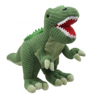 Плетена играчка The Puppet Company Wilberry Knitted - Динозавър T-rex, 28 cm