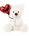 Плюшена играчка Амек Тойс - Бяло мече със сърце, 22 cm