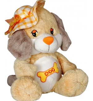 Плюшена играчка Амек Тойс - Куче с жълта шапка, 30 cm