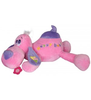 Плюшена играчка Амек Тойс - Легнало куче, розово, 53 cm