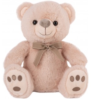 Плюшена играчка Амек Тойс - Мече бежово с панделка, 28 cm