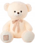 Плюшена играчка Амек Тойс - Мече екрю с бежова панделка, 50 cm