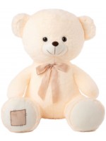 Плюшена играчка Амек Тойс - Мече екрю с бежова панделка, 50 cm