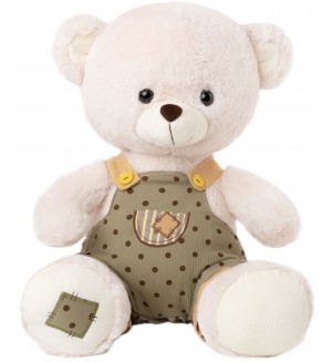 Плюшена играчка Амек Тойс - Мече момче със зелен гащеризон, 40 cm
