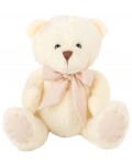 Плюшена играчка Амек Тойс - Мече с бежова панделка, бяло, 20 cm
