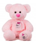 Плюшена играчка Амек Тойс - Мече с шал розово, 45 cm