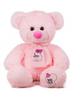 Плюшена играчка Амек Тойс - Мече с шал розово, 45 cm