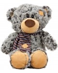 Плюшена играчка Амек Тойс - Мече с шал, сиво, 25 cm