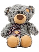 Плюшена играчка Амек Тойс - Мече с шал, сиво, 25 cm