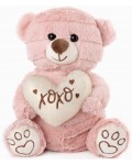 Плюшена играчка Амек Тойс - Мече със сърце ХО-ХО, 23 cm