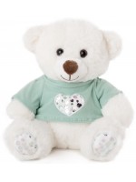 Плюшена играчка Амек Тойс - Мече със зелена тениска, 20 cm